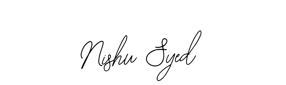 Also You can easily find your signature by using the search form. We will create Nishu Syed name handwritten signature images for you free of cost using Bearetta-2O07w sign style. Nishu Syed signature style 12 images and pictures png