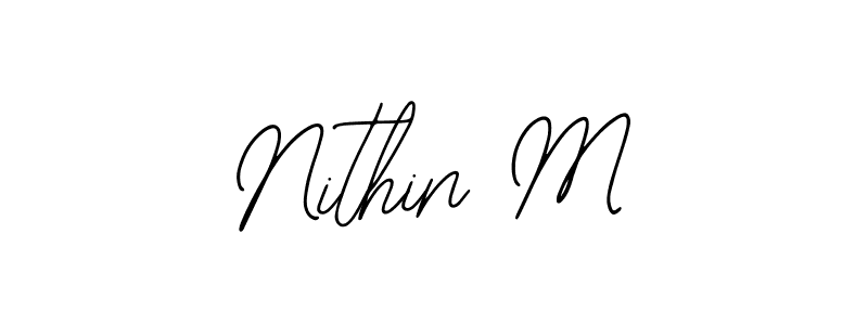 How to make Nithin M name signature. Use Bearetta-2O07w style for creating short signs online. This is the latest handwritten sign. Nithin M signature style 12 images and pictures png