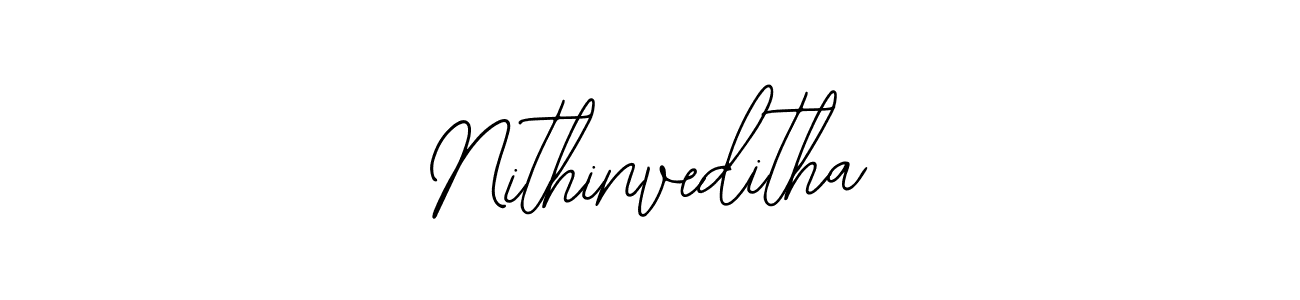 The best way (Bearetta-2O07w) to make a short signature is to pick only two or three words in your name. The name Nithinveditha include a total of six letters. For converting this name. Nithinveditha signature style 12 images and pictures png