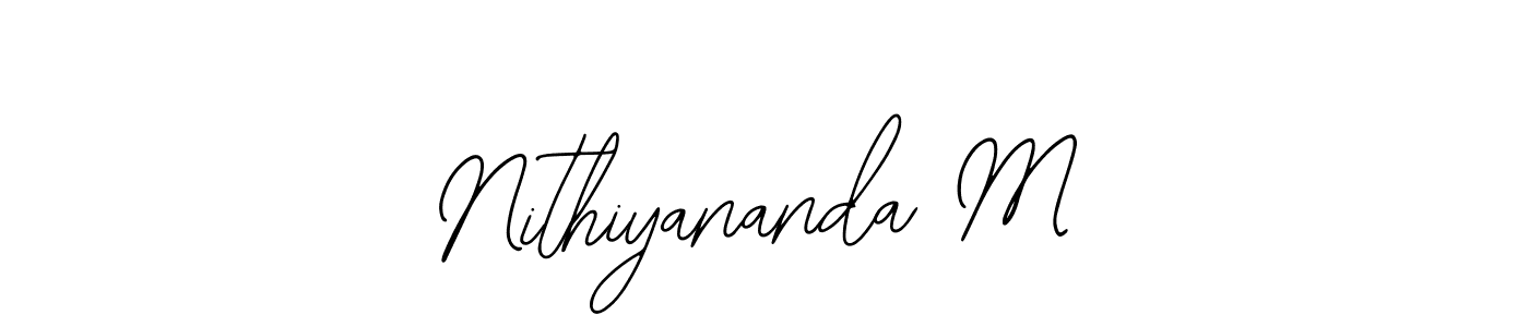 Also we have Nithiyananda M name is the best signature style. Create professional handwritten signature collection using Bearetta-2O07w autograph style. Nithiyananda M signature style 12 images and pictures png