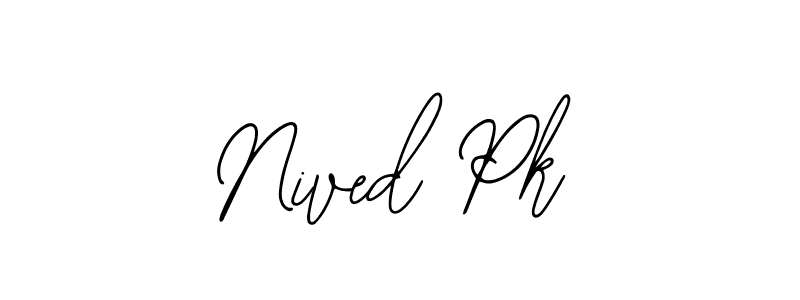 How to make Nived Pk name signature. Use Bearetta-2O07w style for creating short signs online. This is the latest handwritten sign. Nived Pk signature style 12 images and pictures png