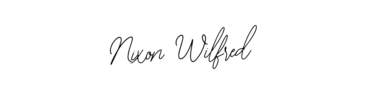 How to make Nixon Wilfred name signature. Use Bearetta-2O07w style for creating short signs online. This is the latest handwritten sign. Nixon Wilfred signature style 12 images and pictures png