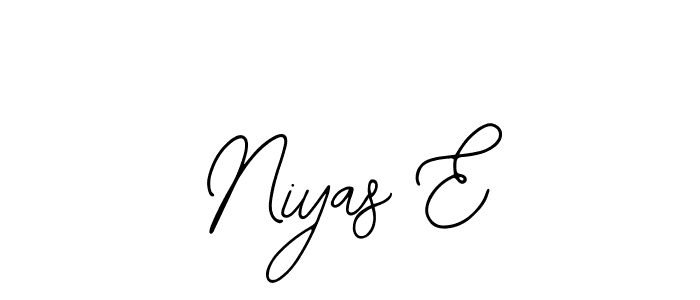 How to make Niyas E name signature. Use Bearetta-2O07w style for creating short signs online. This is the latest handwritten sign. Niyas E signature style 12 images and pictures png