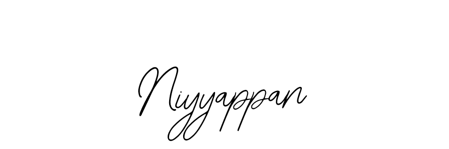 if you are searching for the best signature style for your name Niyyappan. so please give up your signature search. here we have designed multiple signature styles  using Bearetta-2O07w. Niyyappan signature style 12 images and pictures png