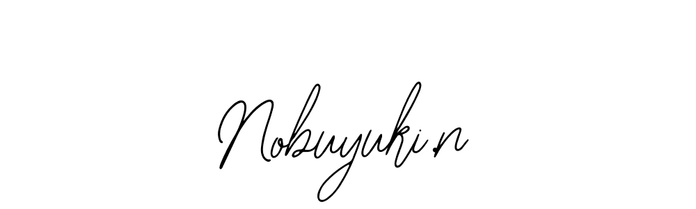 How to make Nobuyuki.n name signature. Use Bearetta-2O07w style for creating short signs online. This is the latest handwritten sign. Nobuyuki.n signature style 12 images and pictures png