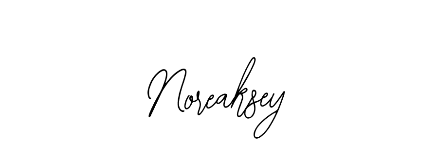 How to make Noreaksey name signature. Use Bearetta-2O07w style for creating short signs online. This is the latest handwritten sign. Noreaksey signature style 12 images and pictures png