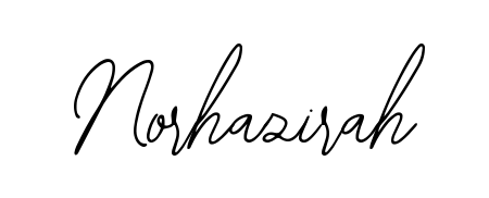 A sleek calligraphic signature for name Norhazirah utilizing Bearetta-2O07w styling. Great for adding personal signatures to photos and art. Norhazirah signature style 12 images and pictures png