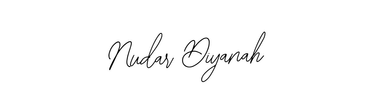 The best way (Bearetta-2O07w) to make a short signature is to pick only two or three words in your name. The name Nudar Diyanah include a total of six letters. For converting this name. Nudar Diyanah signature style 12 images and pictures png