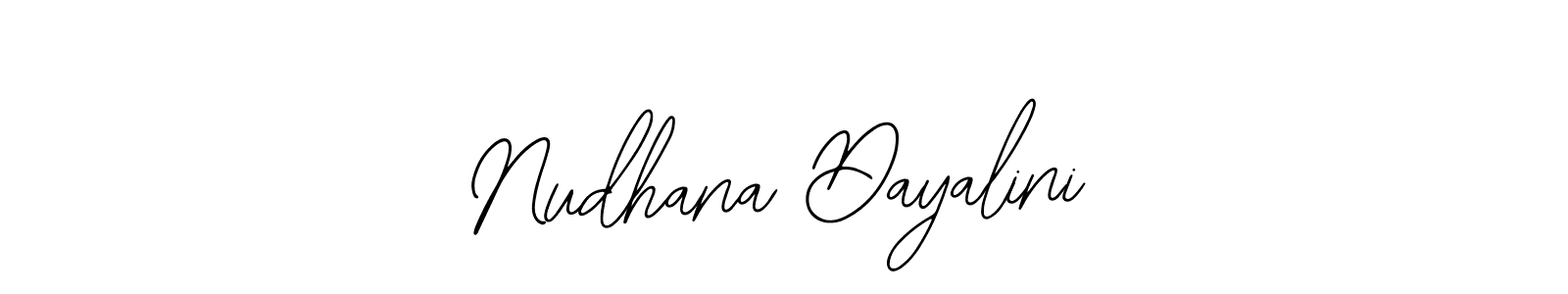 The best way (Bearetta-2O07w) to make a short signature is to pick only two or three words in your name. The name Nudhana Dayalini include a total of six letters. For converting this name. Nudhana Dayalini signature style 12 images and pictures png