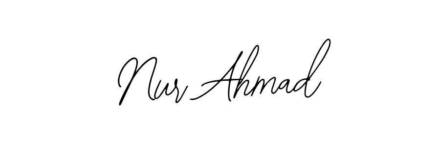 The best way (Bearetta-2O07w) to make a short signature is to pick only two or three words in your name. The name Nur Ahmad include a total of six letters. For converting this name. Nur Ahmad signature style 12 images and pictures png