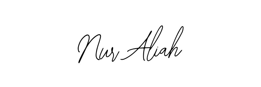 Design your own signature with our free online signature maker. With this signature software, you can create a handwritten (Bearetta-2O07w) signature for name Nur Aliah. Nur Aliah signature style 12 images and pictures png