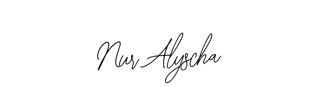 How to make Nur Alyscha name signature. Use Bearetta-2O07w style for creating short signs online. This is the latest handwritten sign. Nur Alyscha signature style 12 images and pictures png