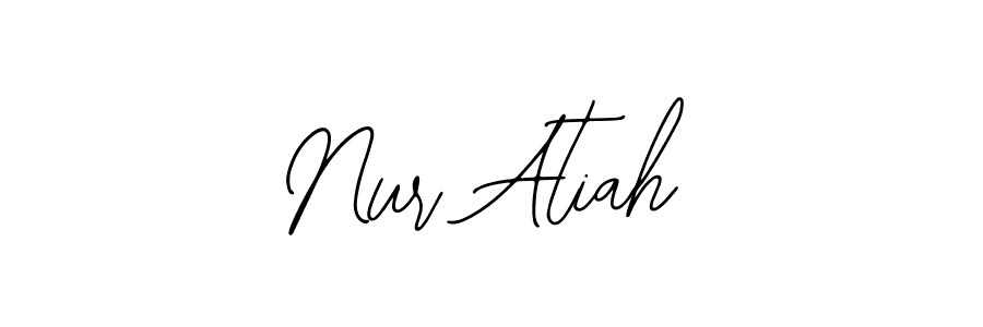 How to make Nur Atiah name signature. Use Bearetta-2O07w style for creating short signs online. This is the latest handwritten sign. Nur Atiah signature style 12 images and pictures png