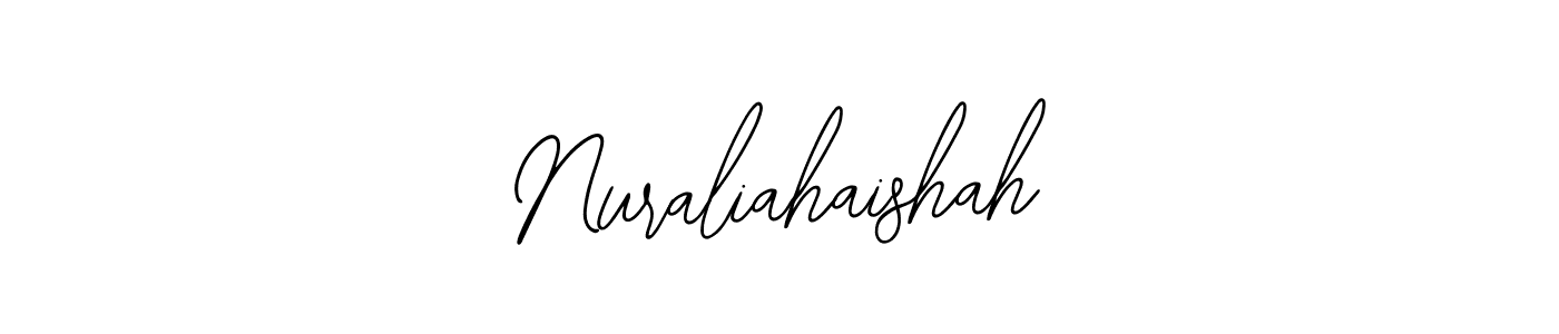 if you are searching for the best signature style for your name Nuraliahaishah. so please give up your signature search. here we have designed multiple signature styles  using Bearetta-2O07w. Nuraliahaishah signature style 12 images and pictures png