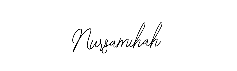 The best way (Bearetta-2O07w) to make a short signature is to pick only two or three words in your name. The name Nursamihah include a total of six letters. For converting this name. Nursamihah signature style 12 images and pictures png