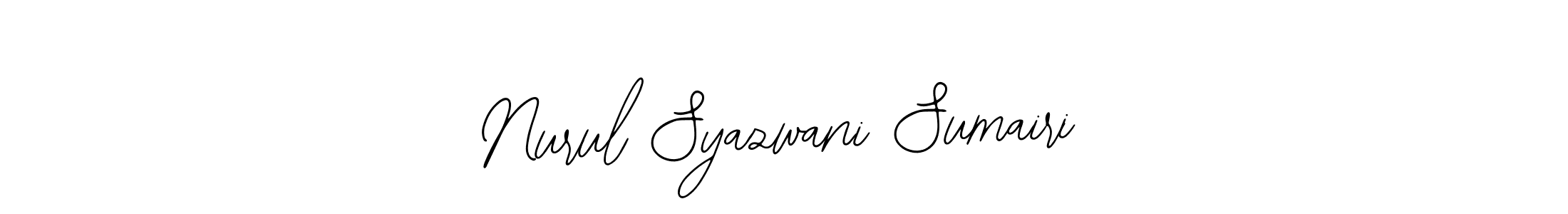 The best way (Bearetta-2O07w) to make a short signature is to pick only two or three words in your name. The name Nurul Syazwani Sumairi include a total of six letters. For converting this name. Nurul Syazwani Sumairi signature style 12 images and pictures png