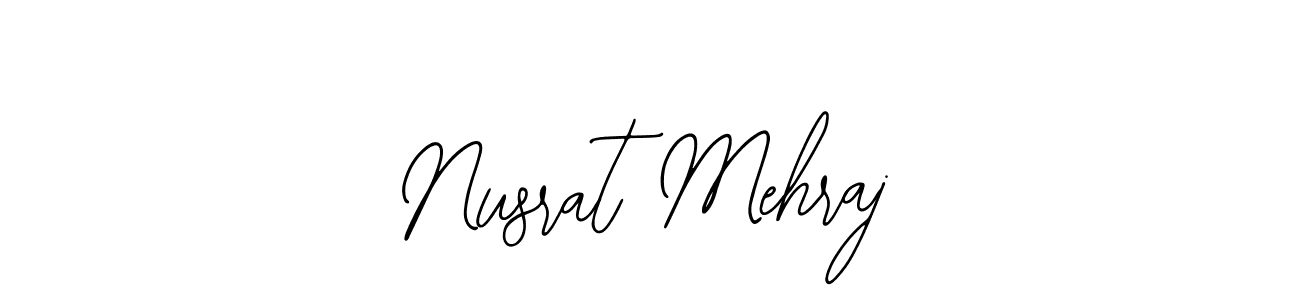 How to make Nusrat Mehraj name signature. Use Bearetta-2O07w style for creating short signs online. This is the latest handwritten sign. Nusrat Mehraj signature style 12 images and pictures png