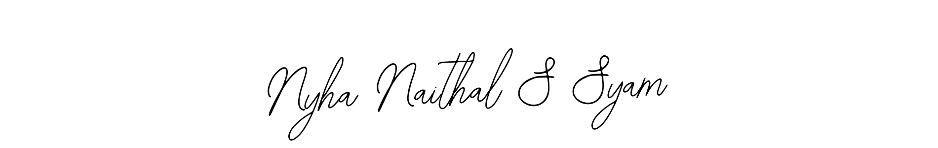 This is the best signature style for the Nyha Naithal S Syam name. Also you like these signature font (Bearetta-2O07w). Mix name signature. Nyha Naithal S Syam signature style 12 images and pictures png