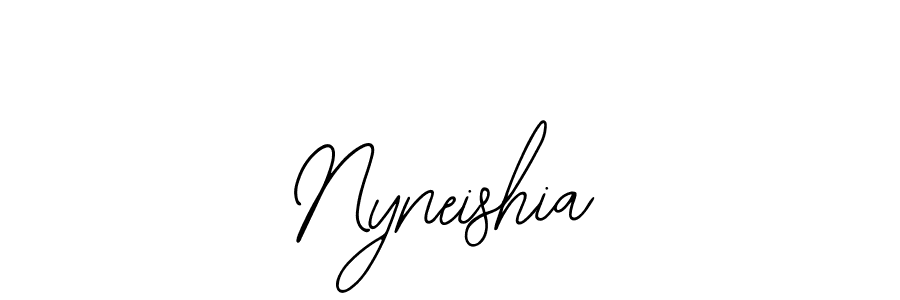 Use a signature maker to create a handwritten signature online. With this signature software, you can design (Bearetta-2O07w) your own signature for name Nyneishia. Nyneishia signature style 12 images and pictures png