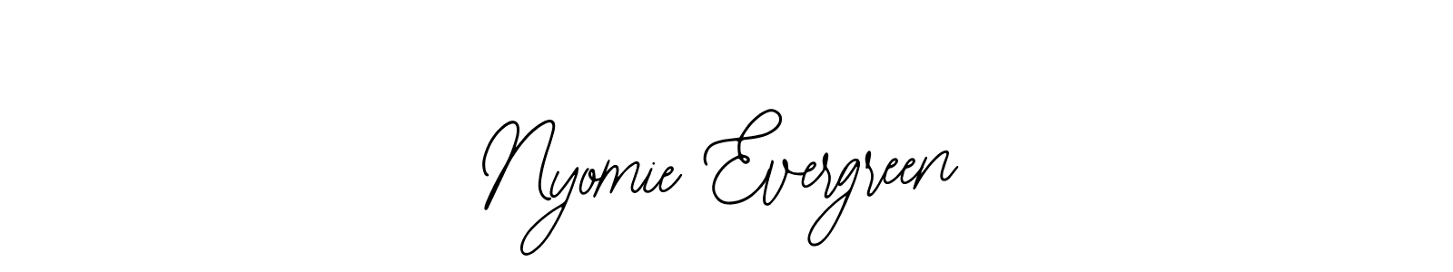 Bearetta-2O07w is a professional signature style that is perfect for those who want to add a touch of class to their signature. It is also a great choice for those who want to make their signature more unique. Get Nyomie Evergreen name to fancy signature for free. Nyomie Evergreen signature style 12 images and pictures png