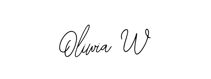 How to make Oliwia W name signature. Use Bearetta-2O07w style for creating short signs online. This is the latest handwritten sign. Oliwia W signature style 12 images and pictures png