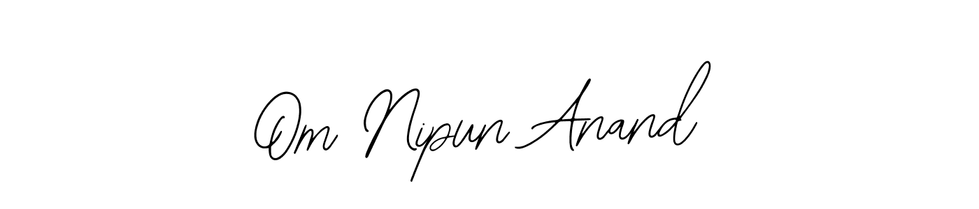 Use a signature maker to create a handwritten signature online. With this signature software, you can design (Bearetta-2O07w) your own signature for name Om Nipun Anand. Om Nipun Anand signature style 12 images and pictures png