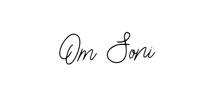 How to make Om Soni name signature. Use Bearetta-2O07w style for creating short signs online. This is the latest handwritten sign. Om Soni signature style 12 images and pictures png