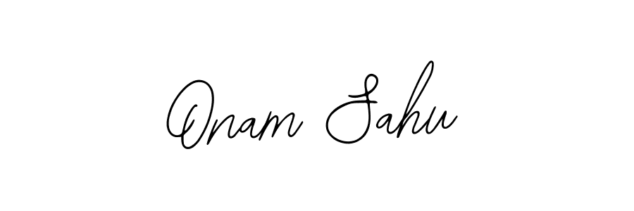 The best way (Bearetta-2O07w) to make a short signature is to pick only two or three words in your name. The name Onam Sahu include a total of six letters. For converting this name. Onam Sahu signature style 12 images and pictures png