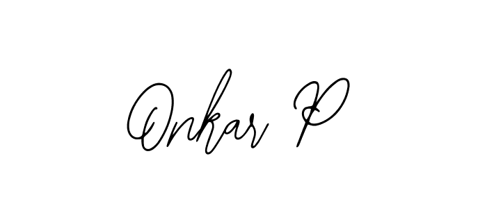 How to make Onkar P name signature. Use Bearetta-2O07w style for creating short signs online. This is the latest handwritten sign. Onkar P signature style 12 images and pictures png