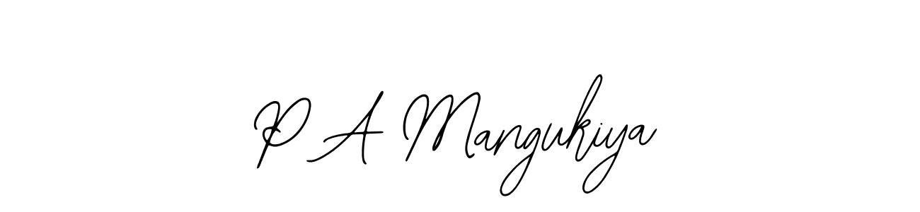 How to make P A Mangukiya signature? Bearetta-2O07w is a professional autograph style. Create handwritten signature for P A Mangukiya name. P A Mangukiya signature style 12 images and pictures png