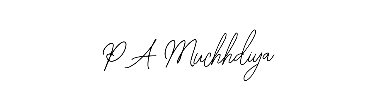 You should practise on your own different ways (Bearetta-2O07w) to write your name (P A Muchhdiya) in signature. don't let someone else do it for you. P A Muchhdiya signature style 12 images and pictures png