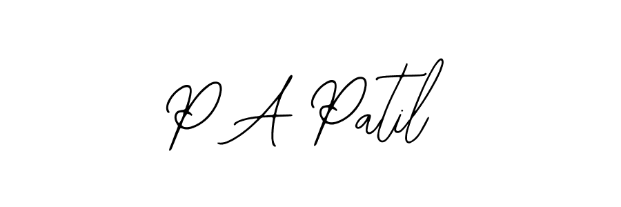 How to make P A Patil name signature. Use Bearetta-2O07w style for creating short signs online. This is the latest handwritten sign. P A Patil signature style 12 images and pictures png