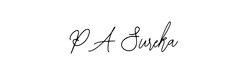 Also we have P A Sureka name is the best signature style. Create professional handwritten signature collection using Bearetta-2O07w autograph style. P A Sureka signature style 12 images and pictures png