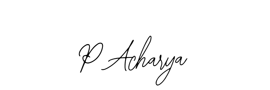Design your own signature with our free online signature maker. With this signature software, you can create a handwritten (Bearetta-2O07w) signature for name P Acharya. P Acharya signature style 12 images and pictures png