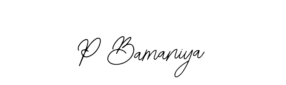 The best way (Bearetta-2O07w) to make a short signature is to pick only two or three words in your name. The name P Bamaniya include a total of six letters. For converting this name. P Bamaniya signature style 12 images and pictures png