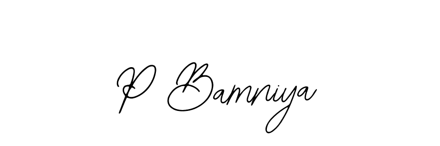 Design your own signature with our free online signature maker. With this signature software, you can create a handwritten (Bearetta-2O07w) signature for name P Bamniya. P Bamniya signature style 12 images and pictures png