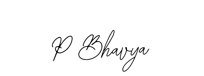 How to make P Bhavya name signature. Use Bearetta-2O07w style for creating short signs online. This is the latest handwritten sign. P Bhavya signature style 12 images and pictures png