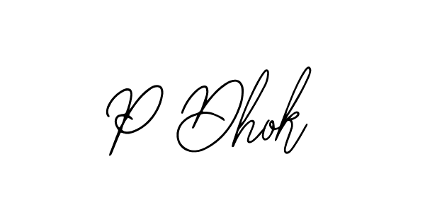 Design your own signature with our free online signature maker. With this signature software, you can create a handwritten (Bearetta-2O07w) signature for name P Dhok. P Dhok signature style 12 images and pictures png