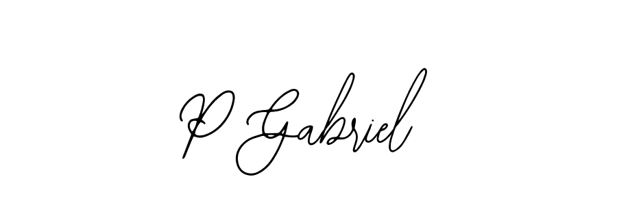 How to make P Gabriel name signature. Use Bearetta-2O07w style for creating short signs online. This is the latest handwritten sign. P Gabriel signature style 12 images and pictures png