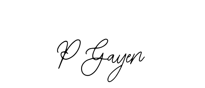 How to make P Gayen name signature. Use Bearetta-2O07w style for creating short signs online. This is the latest handwritten sign. P Gayen signature style 12 images and pictures png
