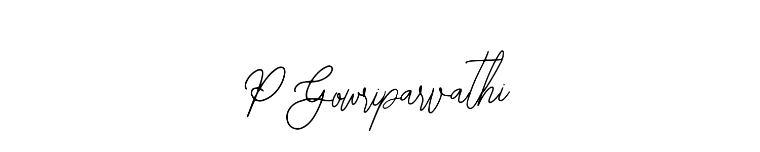 How to make P Gowriparvathi name signature. Use Bearetta-2O07w style for creating short signs online. This is the latest handwritten sign. P Gowriparvathi signature style 12 images and pictures png