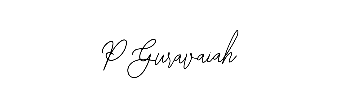 How to make P Guravaiah name signature. Use Bearetta-2O07w style for creating short signs online. This is the latest handwritten sign. P Guravaiah signature style 12 images and pictures png