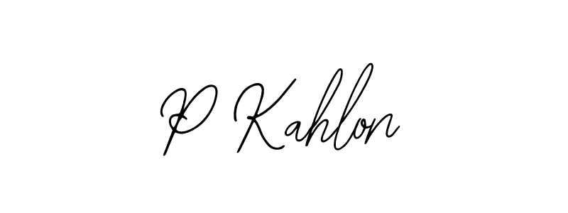 Design your own signature with our free online signature maker. With this signature software, you can create a handwritten (Bearetta-2O07w) signature for name P Kahlon. P Kahlon signature style 12 images and pictures png