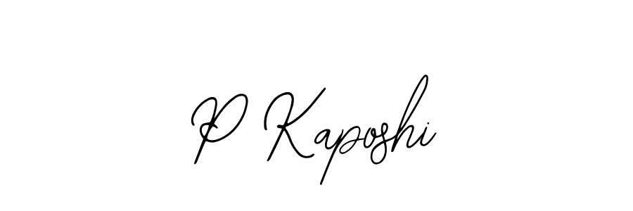 How to make P Kaposhi name signature. Use Bearetta-2O07w style for creating short signs online. This is the latest handwritten sign. P Kaposhi signature style 12 images and pictures png