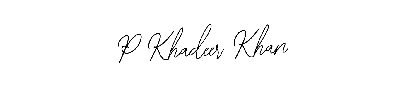 if you are searching for the best signature style for your name P Khadeer Khan. so please give up your signature search. here we have designed multiple signature styles  using Bearetta-2O07w. P Khadeer Khan signature style 12 images and pictures png