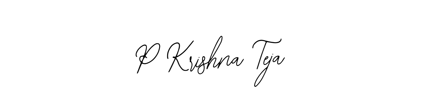 How to make P Krishna Teja name signature. Use Bearetta-2O07w style for creating short signs online. This is the latest handwritten sign. P Krishna Teja signature style 12 images and pictures png