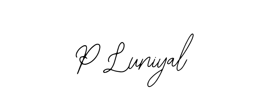 It looks lik you need a new signature style for name P Luniyal. Design unique handwritten (Bearetta-2O07w) signature with our free signature maker in just a few clicks. P Luniyal signature style 12 images and pictures png
