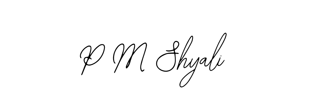 The best way (Bearetta-2O07w) to make a short signature is to pick only two or three words in your name. The name P M Shyali include a total of six letters. For converting this name. P M Shyali signature style 12 images and pictures png