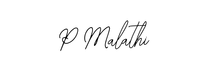 Use a signature maker to create a handwritten signature online. With this signature software, you can design (Bearetta-2O07w) your own signature for name P Malathi. P Malathi signature style 12 images and pictures png