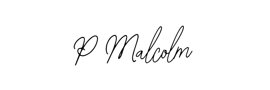 You should practise on your own different ways (Bearetta-2O07w) to write your name (P Malcolm) in signature. don't let someone else do it for you. P Malcolm signature style 12 images and pictures png